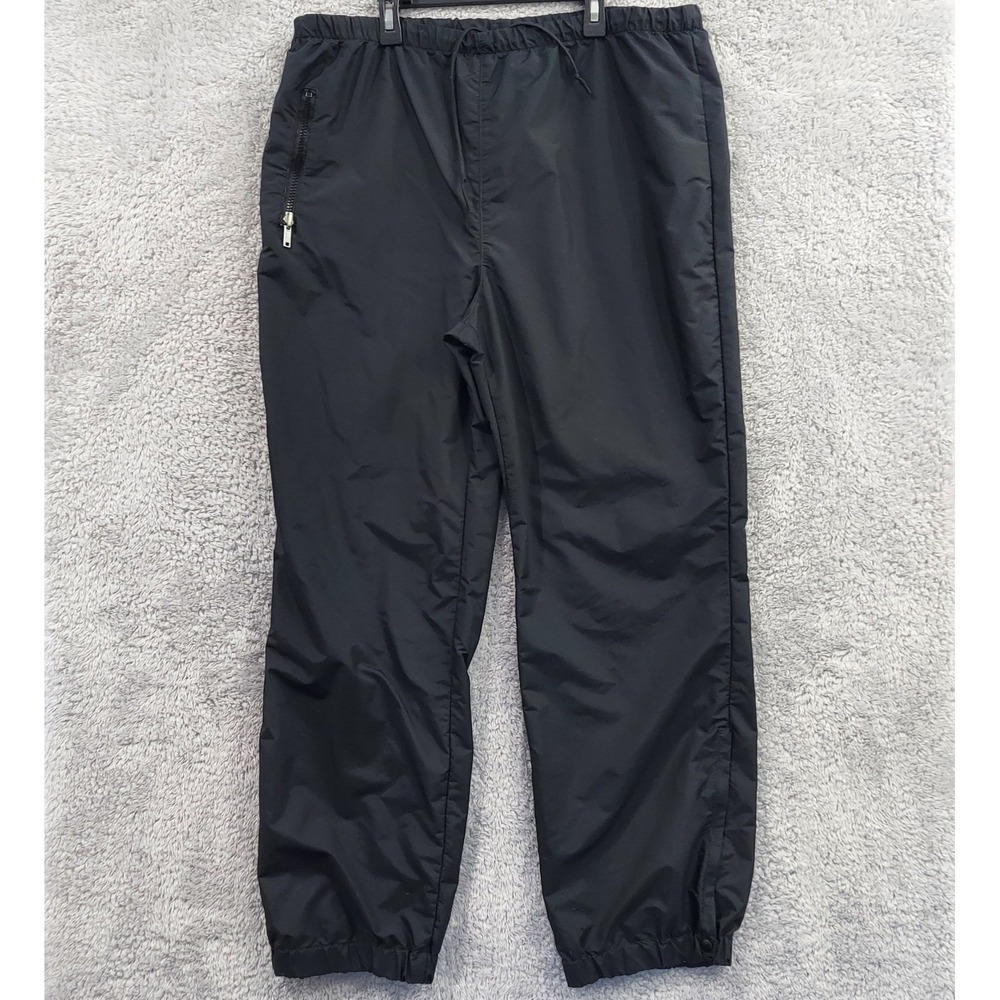 Roffe Ski Pants Women's Large Black Vintage USA Made Nylon Windbreaker Trousers